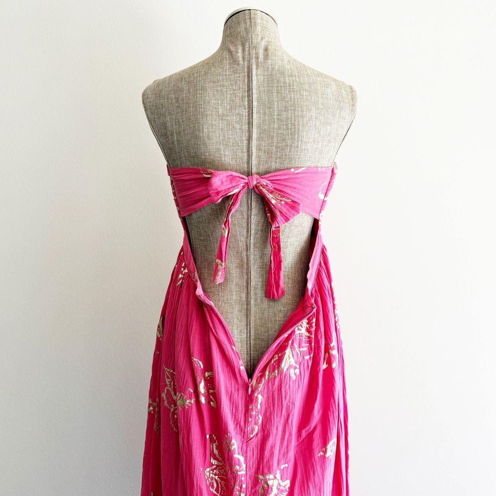 Free People Strapless Pink and Gold Floral Maxi Dress - Picture 8 of 13